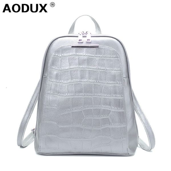 

school bags aodux fashion female backpacks 100 genuine leather women backpack ladies bag layer cowhide book ipad mochila 230818