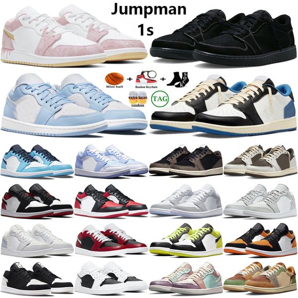 

mens basketball shoes jumpman 1 low 1s paint drip black phantom university blue dark mocha fragment voodoo unc panda designer retro men snea
