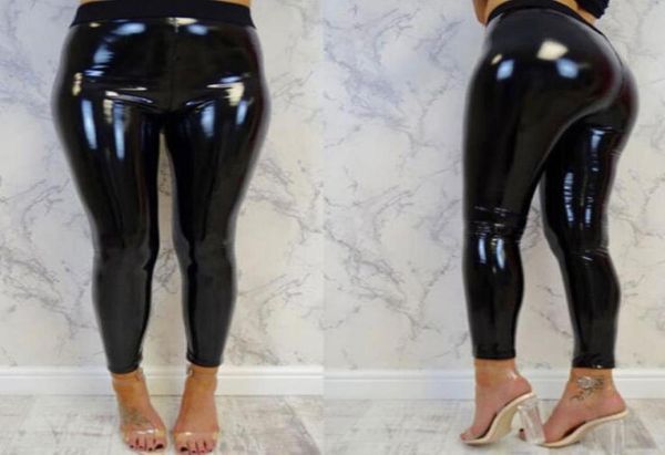

women leggings wet look pu leather leggings black slim long pants women skinny leggings6594205, Black;white