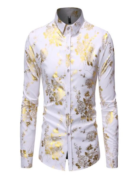 

men039s casual shirts slim flower print short sleeve floral basic plus size4701449, White;black