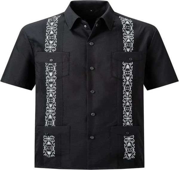 

mens snap shirts casual guayabera shirts short sleeve01236988323, White;black
