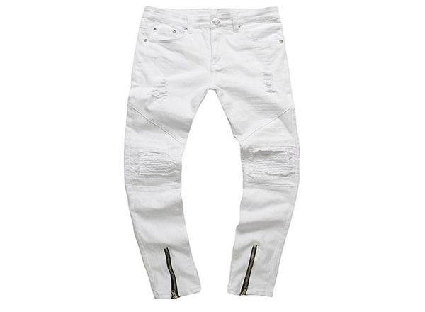 

mens skinny jeans casual slim biker jeans denim knee holes hiphop ripped pants washed 30887972906, Blue