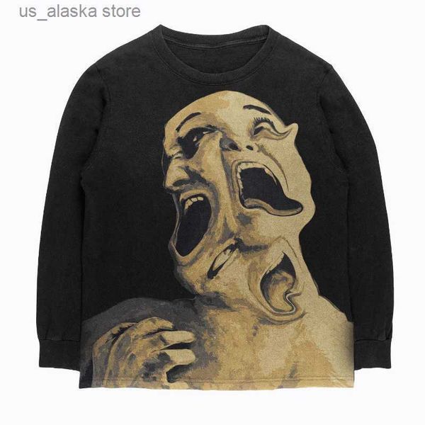 

men's hoodies sweatshirts 2023 oversized long sleeved sweater harajuku gothic personality pattern y2k clothes abstract art small school, Black