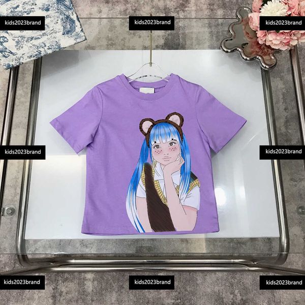 

kids short sleeve baby t-shirt child clothing summer blue hair girl print breathable round neck new size 100-150 cm feb20