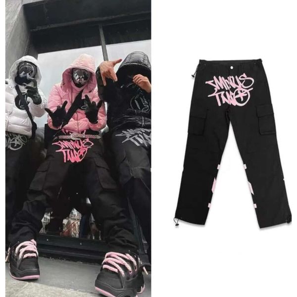 

minus two cargo pantanlones baggy trouser men's pants haruku minustwo casual loose punk rock straight wide leg streetwear y2k pant retr, Black