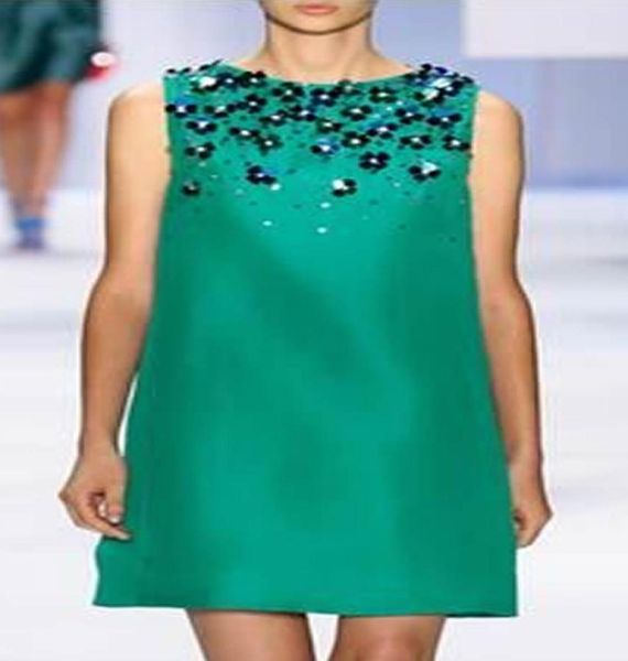 

beaded women shift dress sleeveless cat walk dresses 03030903480573, Black