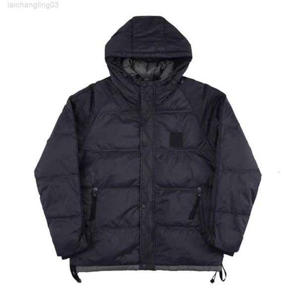 

men's down parkas autumn winter warm stone hooded jacket for men windproof casual pockets zipper cotton coats doudoune homme black v6cg
