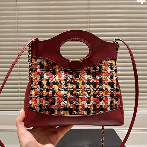 

colorful knitting wool tweed women designer 31 bag gold metal hardware matelasse chain patchwork tote medium cross body shoulder handbag lux