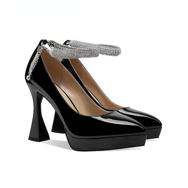

dress shoe's shoes women's platform highheeled autumn leather pointed black 230818