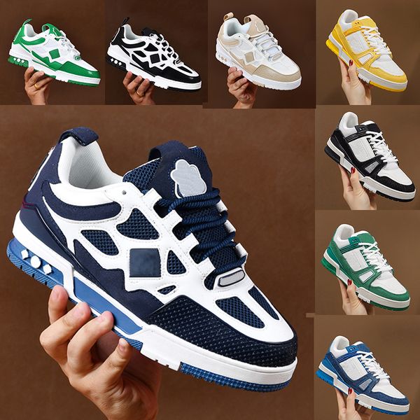 

luxury designer skate sneaker casual shoes men women logo embossed yk trainers platform shoe canvas white black jaune blue denim fashion 22s