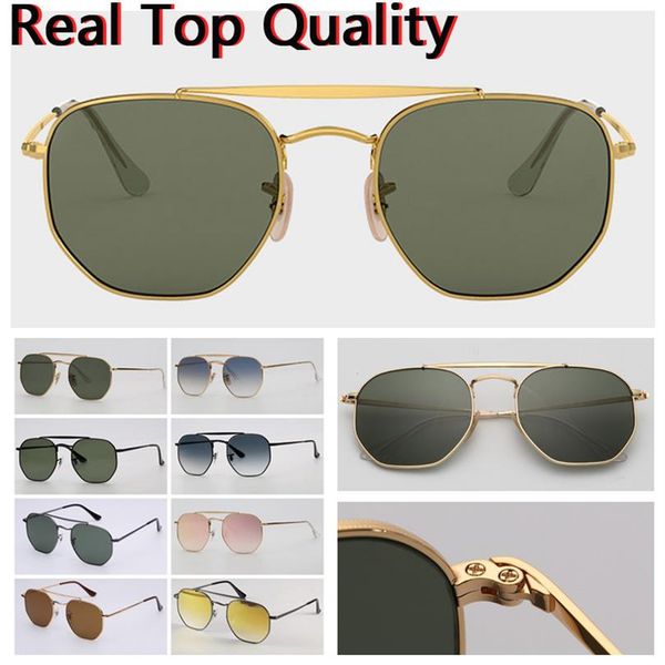 

mens sunglasses designer sunglasses hexagonal double bridge fashion sunglasses uv glass lenses with leather case and all retail p258p, White;black