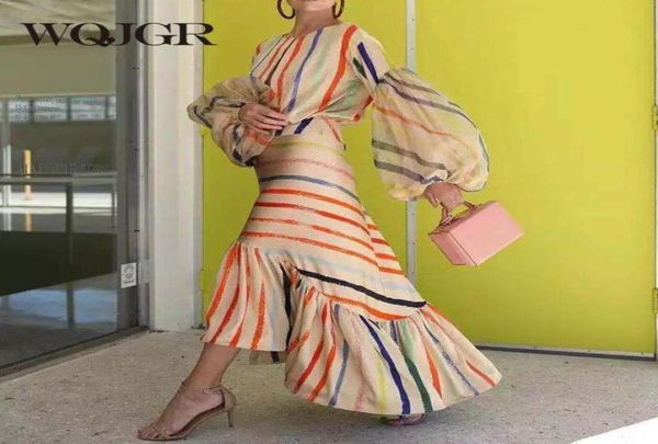 

casual dresses wqjgr party night club dress 2022 striped mermaid lantern sleeve oneck vestidos de fiesta2059048, Black;gray