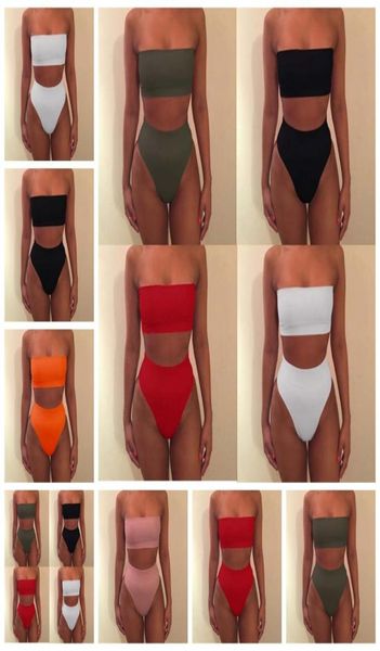 

pure color painted chest split two sets swimsuit white pink red black support mixed batch6740570, White;black