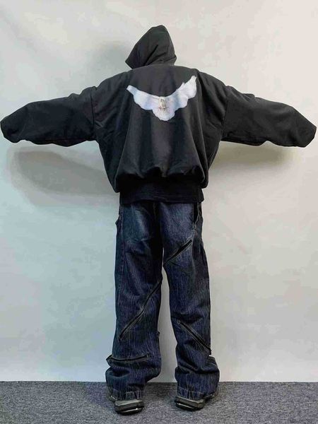 

yzys pullover gap hoodies tripartite co branded dove hoodie designer kanyes hoody wests fashion men oversize hooded sweatshirts peace doves, Black