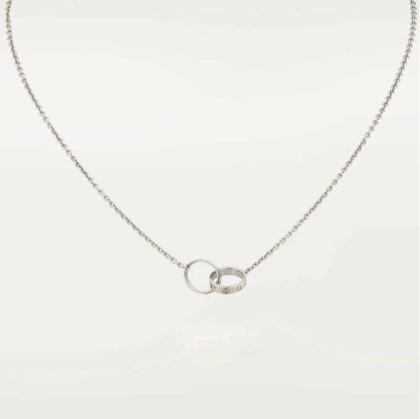 

new classic design double loop charms pendant love necklace for women girls 316l titanium steel wedding jewelry collares collier, Silver