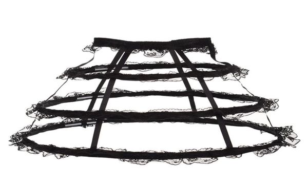 

women ruffled lace crinoline cage petticoat bustle lolita skirt pannier underskirt for carnival party whiteblack4687409, Silver