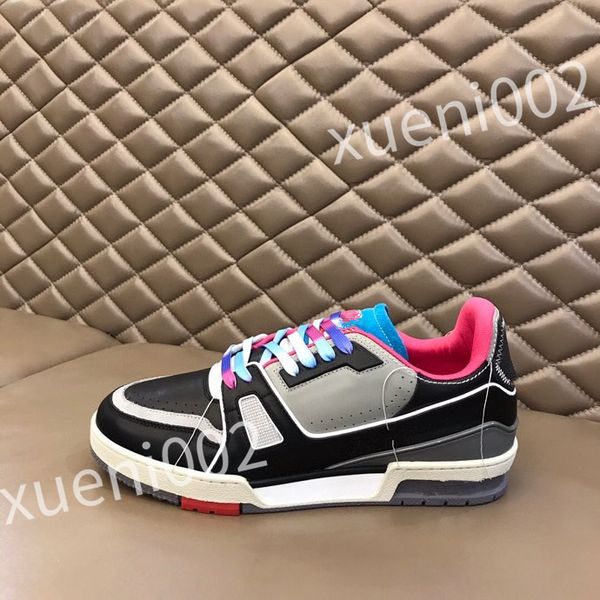 

2023 new designer casual shoes genuine leather classic plaid sneakers stripe shoes fashion sneakerscolor stripe sneakers size39-44 rd1012, Black