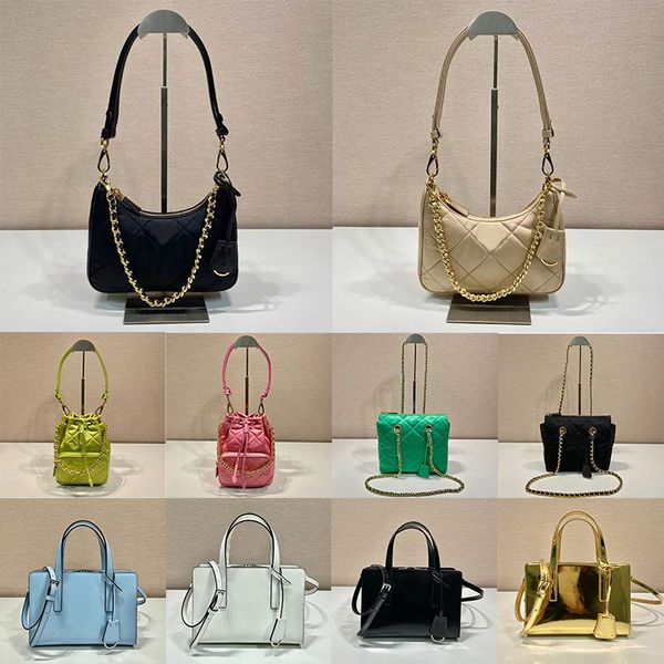 

re edition 1995 chaine re nylon tote bag chain shoulder bag women luxury brushed leather mini handbag lightly padded and stitched purse cros