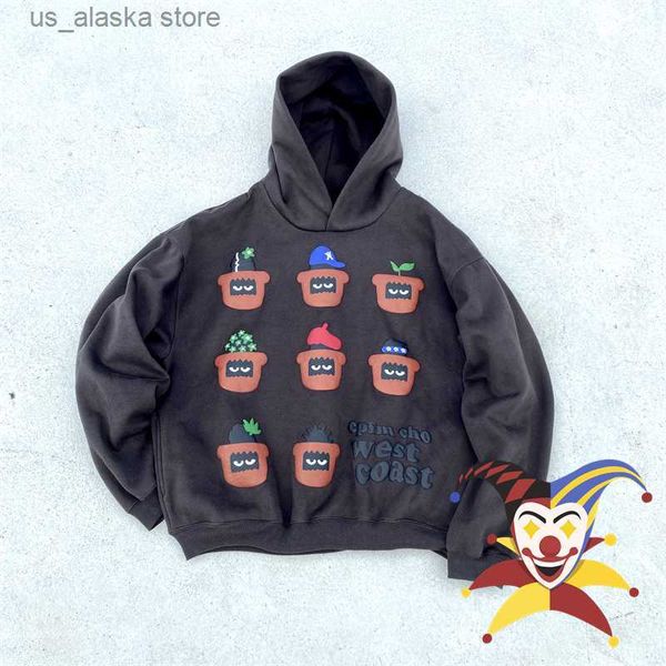 

men's hoodies sweatshirts west coast gang potted puff print cpfm.xyz smiling hoodie men women cpfm xyz oversize pullover t230819, Black