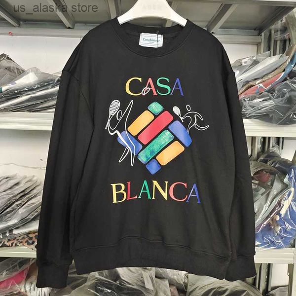 

men's hoodies sweatshirts colorful letter casablanca sweatshirts men women splic square tennis court pattern hoodie pullover oversize t, Black
