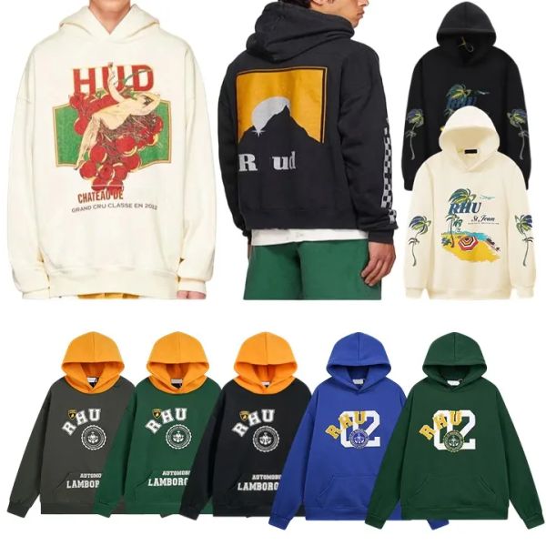 

designer hoodies mens womens rhude hoodie casual men women long sleeves sweatshirts for autumn fashion casual pullovers, Black