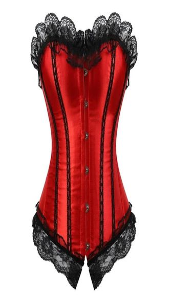 

andreagirl satin lace up boned overbust corset and bustier with lace trim showgirl stripe lingerie red s6xl fashion 81133711708, Black;white