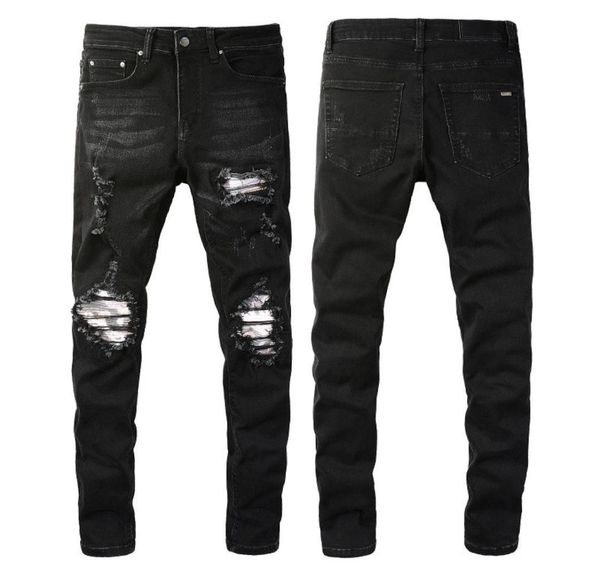 

mens jeans designer skinny distress ripped destroyed stretch biker denim white black blue slim fit hip hop pants for men size 2841306263