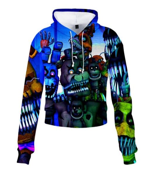 

five nights at freddy039s crop hoodie fnaf freddy harajuku cropped sweatshirt streetwear hip hop long sleeves pullover 6988132, Black