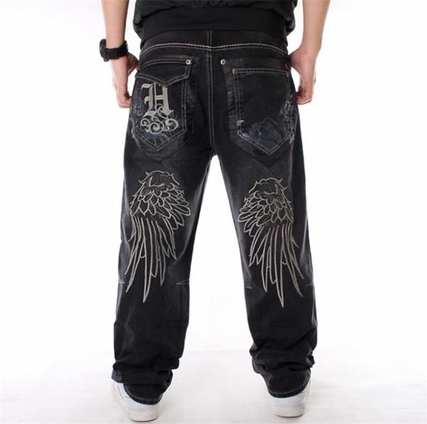 

nanaco man loose baggy jeans hiphop skateboard denim pants street dance hip hop rap male black trouses chinese size 30 2201244496528, Blue