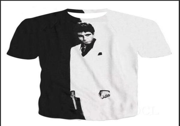 

new fashion menswomans scarface t shirt summer style funny 3d print casual tshirt plus size aa02338750015, White;black
