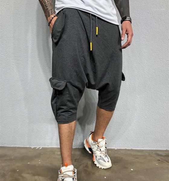 

autumn men pants hip hop harem joggers pants 2020 new male trousers mens joggers solid multipocket sweatpants mxxl15459878, Black