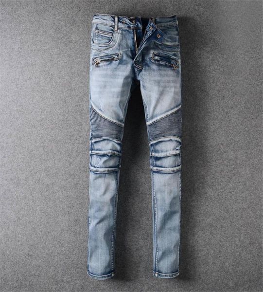 

2021 new arrivals balmian mens luxury designer denim jeans holes trousers biker pants men039s clothing 9574278778, Blue