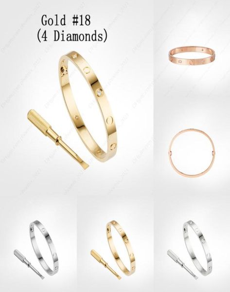 

love screw bracelet 50 mens bracelets 4diamonds designer bangle luxury jewelry women titanium steel alloy goldplated craft gold 3724856, Black