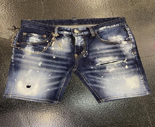 

ss22 new summer coolguy type skinny button fly mens shorts jeans microstretch denim desinger d982815 slim fit make shabby holes 1284156, Blue