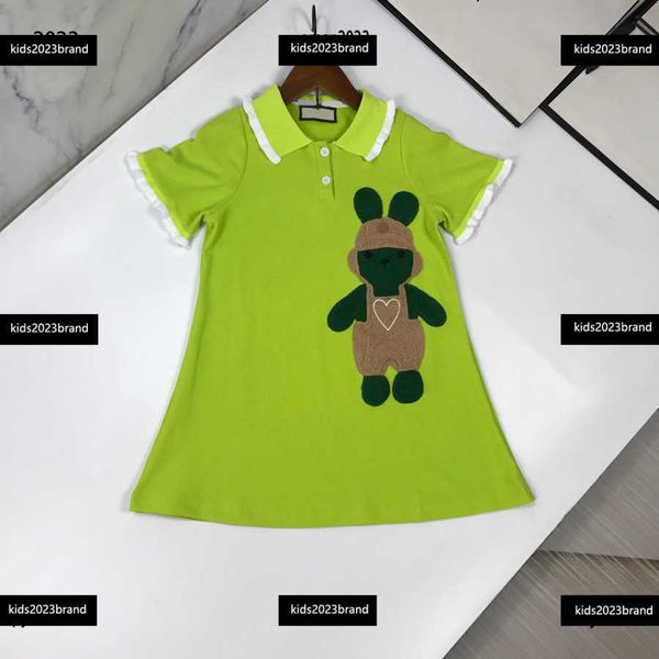 

polo shirt dress girl clothing pleated lace design kids dress baby child skirt summer cute animal print skirt, Red;yellow