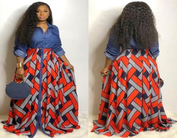 

casual dresses autumn women dress african 2022 fashion printing long elegant plus size maxi vestidos high street7818851, Black;gray
