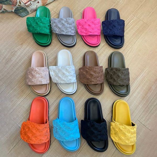 

pool pillow black white vert blue clair jaune brown slipper men women beach real leather summer shoe