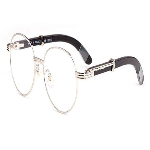 

2021 new fashion round rimless sunglasses mens women buffalo horn sun glasses mirror bamboo wood attitude sunglasses lunettes gafa2703, White;black