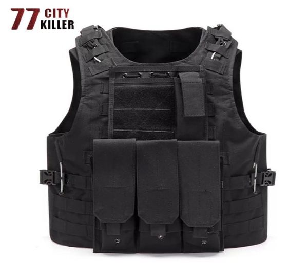 

77city killer combat unloading hunting molle vest soldier tactical vest army cs jungle camouflage carrier shooting5801002, Black;white