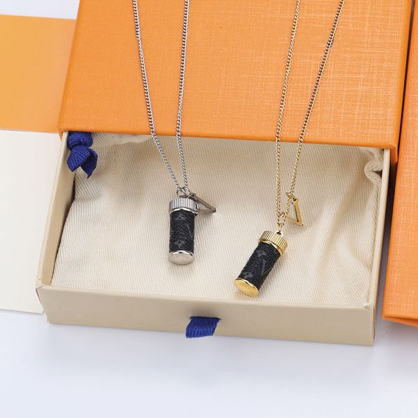 

fashion individual leather perfume bottle pendant necklace for men women gold silver chain party anniversary gift jewelry