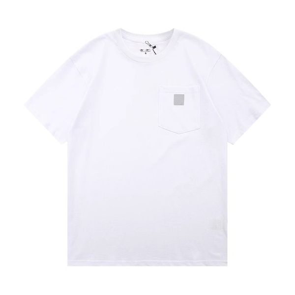 

carharttness solid color workwear t shirt pocket k87 classic loose fit short sleeve printing floral breathable t-shirt for men and women, White;black