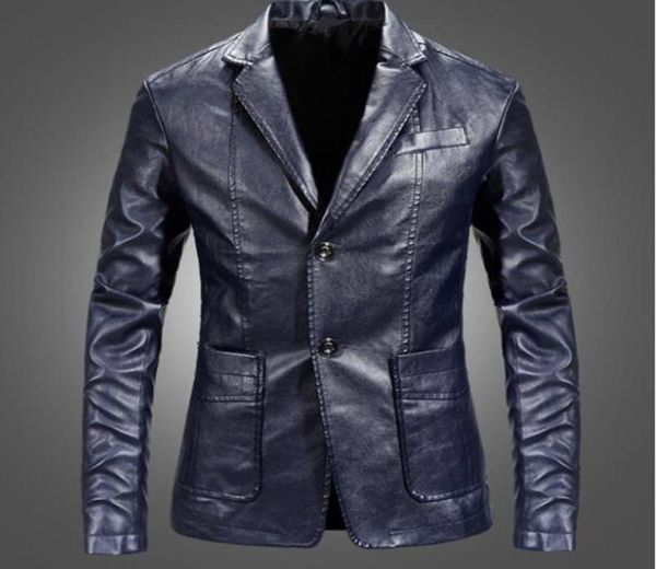 

pu leather blazers men casual mens suit jacket casual slim motorcycle faux leather suit homme costume9211109, White;black