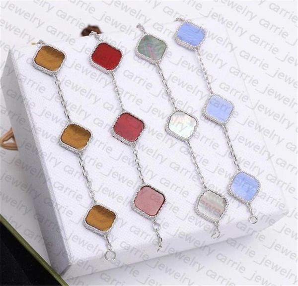 

designer bracelets classic clover bracelet fashion five flower for man woman gold silver optional 18 color 818253, Golden;silver