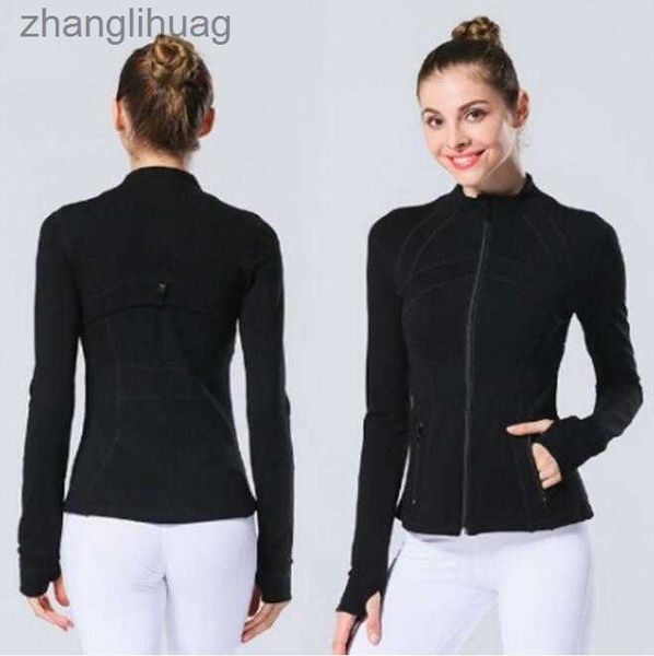 

lulu-78 spring autumn new zipper jacket quick-drying yoga clothes long-sleeve thumb hole training running jacket women slim fitness coat, Black;brown
