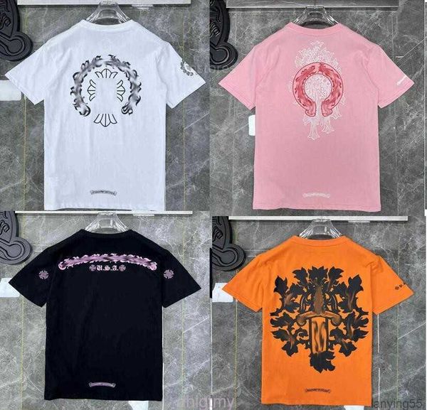 

heart t shirt 2023mens classic fashion ch brand letter sanskrit cross pattern sweater t-shirts designers chromes pullover cotton tshirts ea, White;black