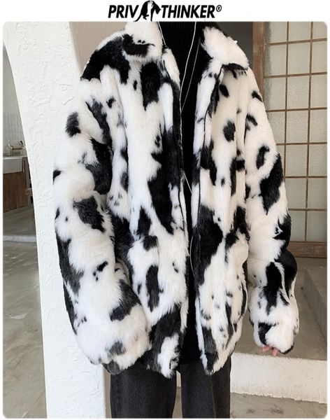 

privathinker 2019 winter men cow thicken faux fur parka jacket male fashion loose warm coat male streetwear winderbreak oversize y9279485, Black