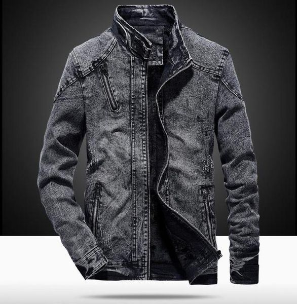 

men039s jackets cotton denim jacket men stand collar zipper slim fit vintage hip hop streetwear coat korean style casaco mascul6680277, Black;brown
