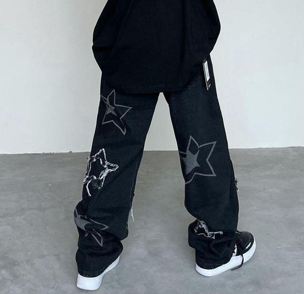 

men039s jeans y2k men star printed trousers autumn korean fashion gothic high street style loose casual slim straight wideleg 1771178, Blue