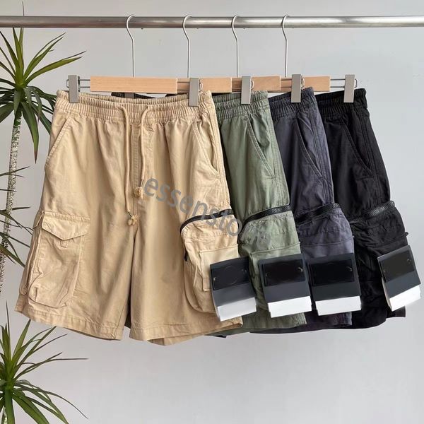 

cargo shorts stone pants mens summer brand sportwear pant short loose stones island pant causal letter knee length badge bottom fashion man, White;black