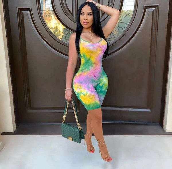 

bodycon jumpsuit romper summer overalls for women clothes 2020 party club outfits tie dye one piece rompers womens jumpsuit6817625, Black;white